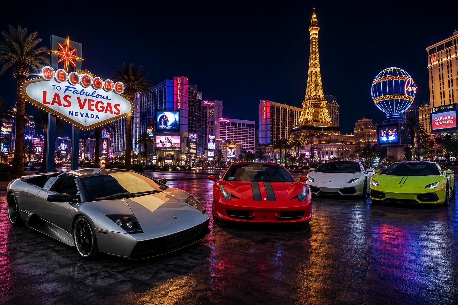 Ferrari, Lamborghini and supercars on the Las Vegas Strip